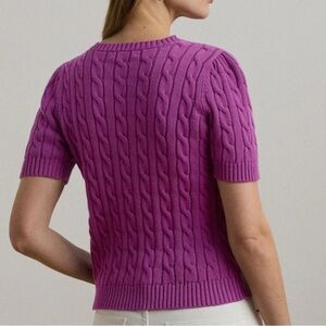 Joe Fresh Berry Pink Cable Knit Short Sleeved Crew Neck Sweater womens sz sm